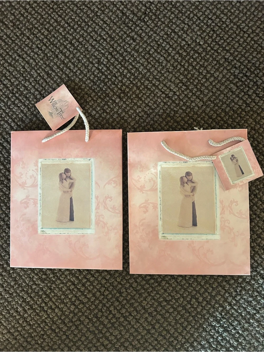 Willow Tree Pink Gift Bag with Rope Handles / Set of 2